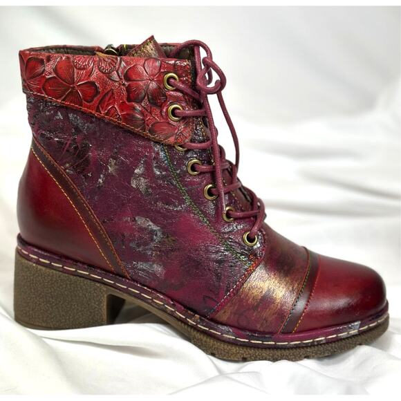 L'Artiste by Spring Step Leather Lace-Up Boots Fallinluv Bordeaux size 36 - Picture 6 of 11